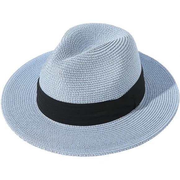 Straw Hat Lanzom Fedora Accessories Lanzom Women Wide Brim Straw Panama  Roll Up Hat